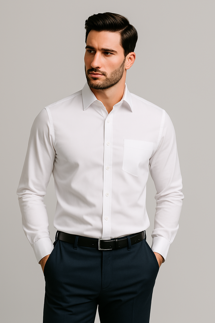 Comfortable long sleeve men's work shirt, designed to be wrinkle-free & easy care for busy professionals.