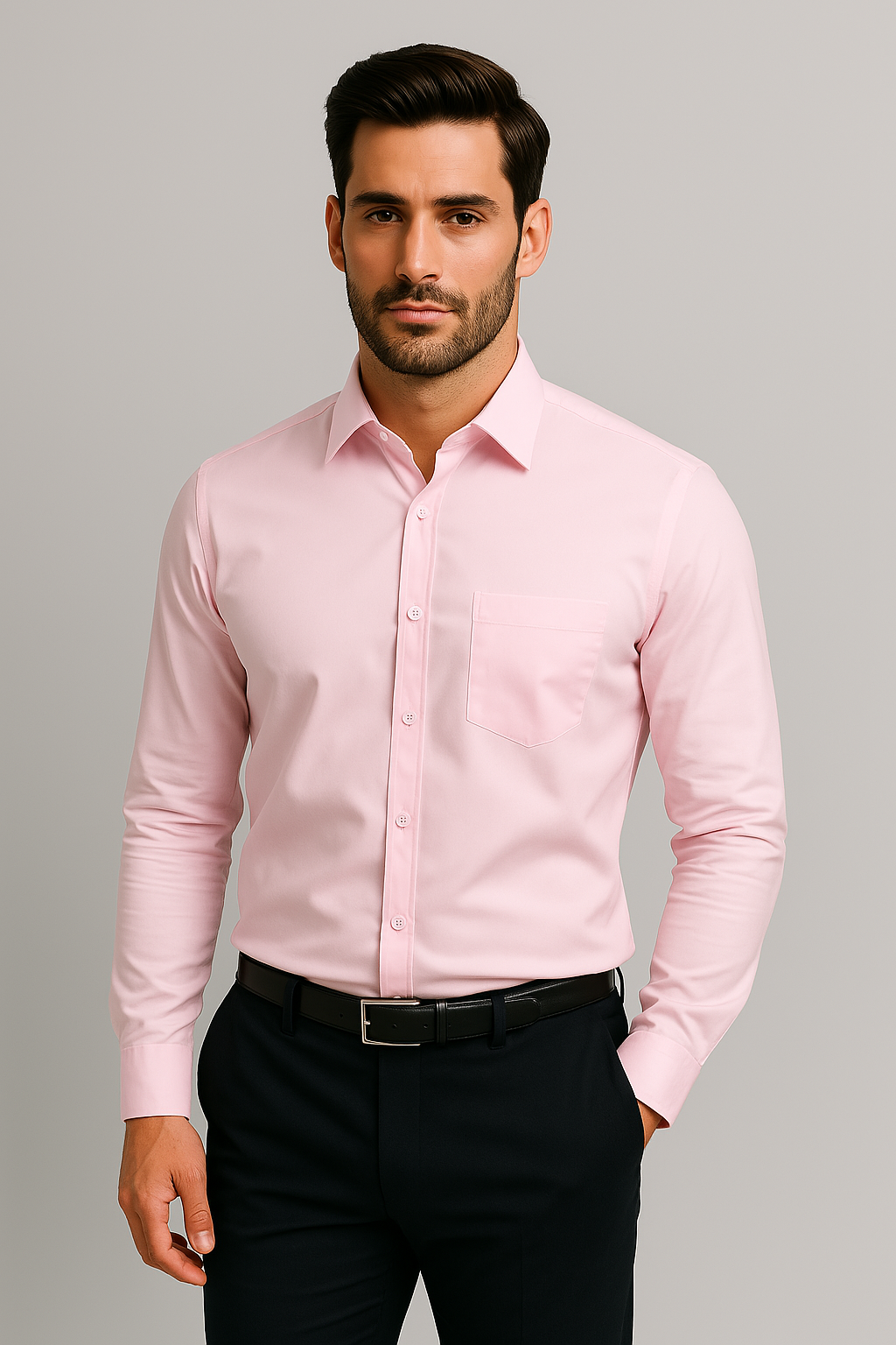 Achieve a professional look with this men's no-iron business shirt. Wrinkle-free & comfortable, perfect for all-day wear.