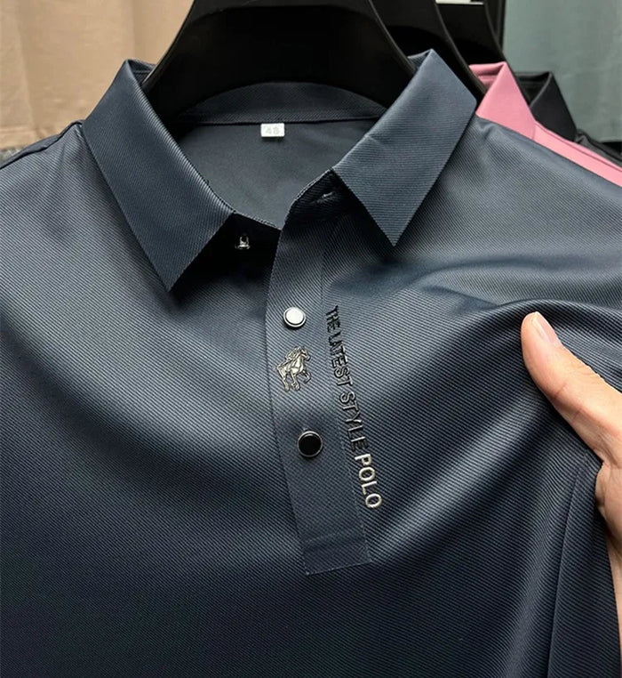 Comfortable, breathable men's short sleeve polo shirt, wrinkle-free with stretch for spring & summer.