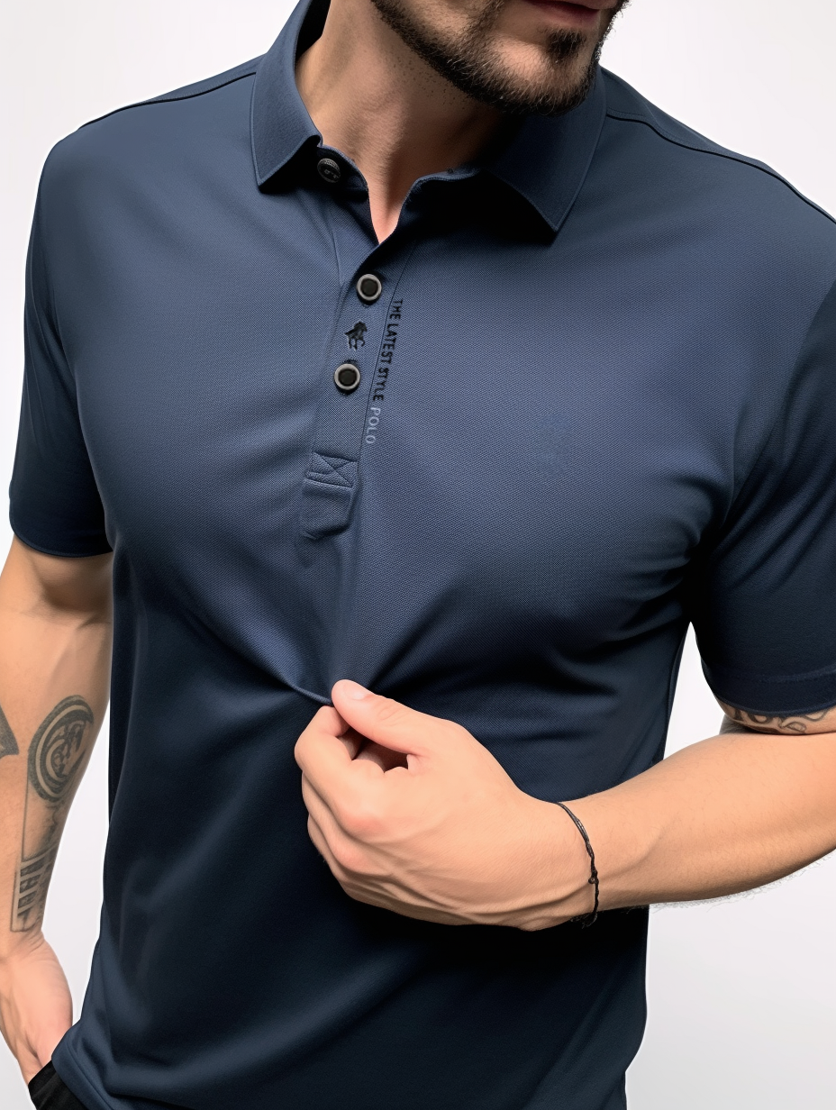 Stylish men's wrinkle-free polo shirt, versatile for casual outings or office wear in spring/summer.