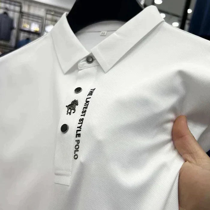 Casual men's short sleeve polo shirt, wrinkle-free and comfortable for spring/summer style.