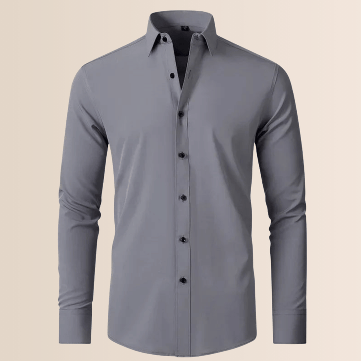 Modern men's dress shirt: long-sleeve, stretch, and wrinkle-resistant for effortless professional style.