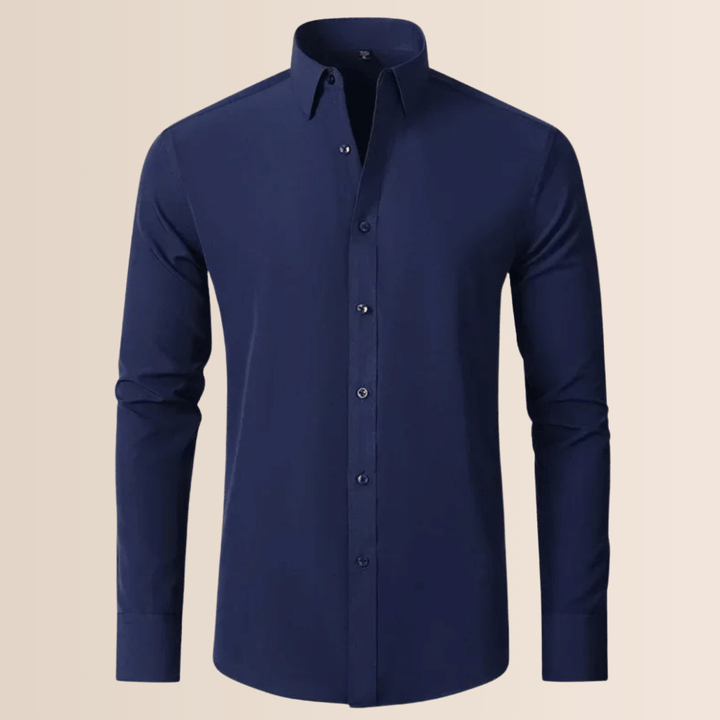 Comfortable men's stretch dress shirt, wrinkle-resistant for easy non-iron professional wear.