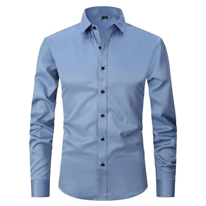 Versatile men's long-sleeve dress shirt, suitable for formal wear, business & casual shirts.