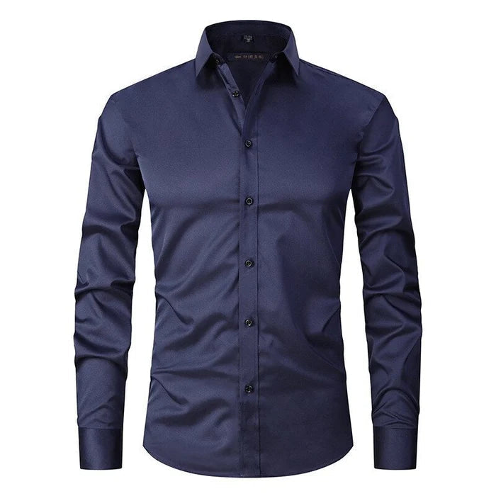 Men's fashion long-sleeve shirt, stretch fabric, wrinkle-free for comfort and style.