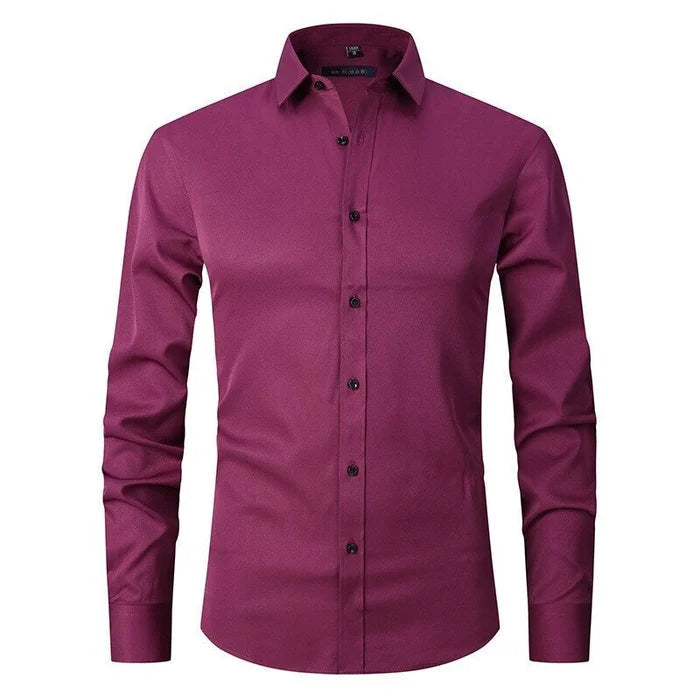Professional men's dress shirt, long-sleeve, stretch, wrinkle-resistant for sharp business attire.