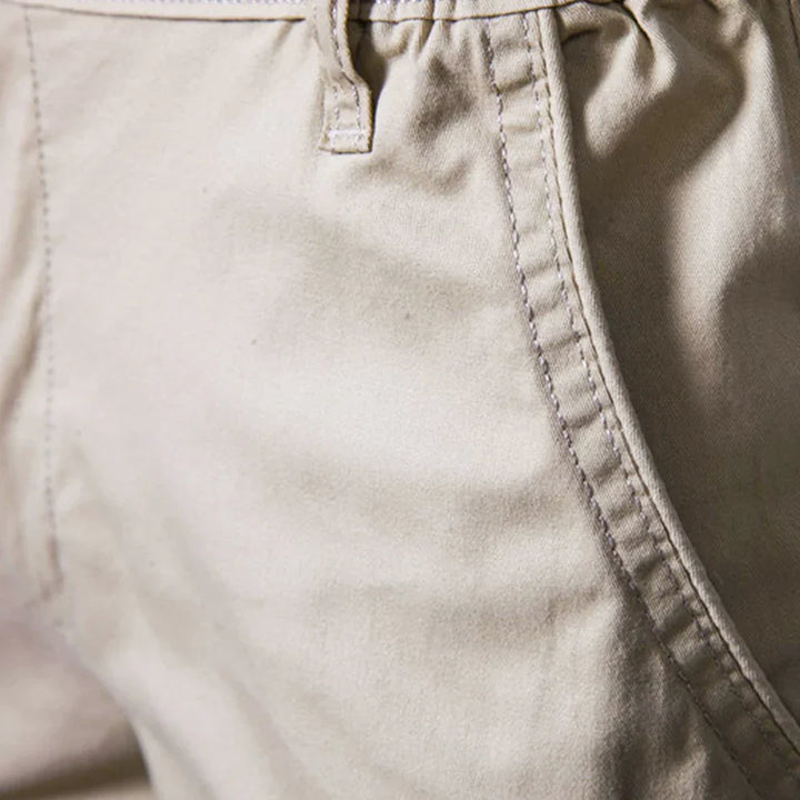 Tailored men's chino shorts with a smart casual look. Comfortable, relaxed fit for versatile summer and everyday wear.