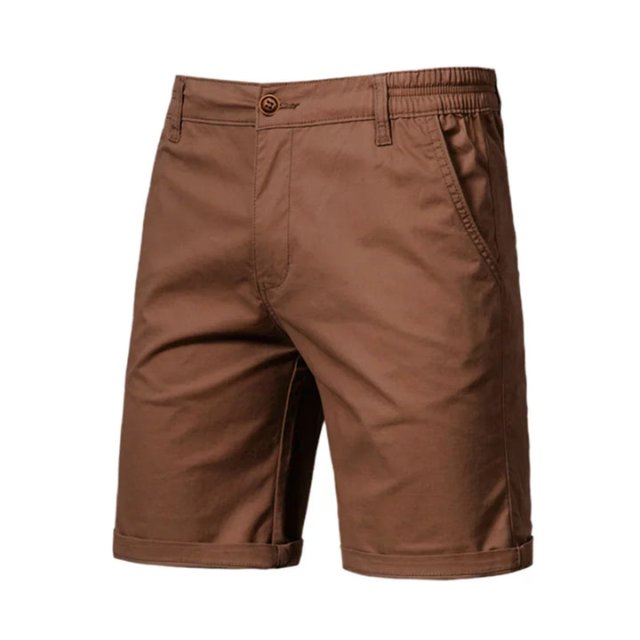 Classic men's chino shorts for summer, offering effortless style and comfort. Perfect for warm weather casual wear.