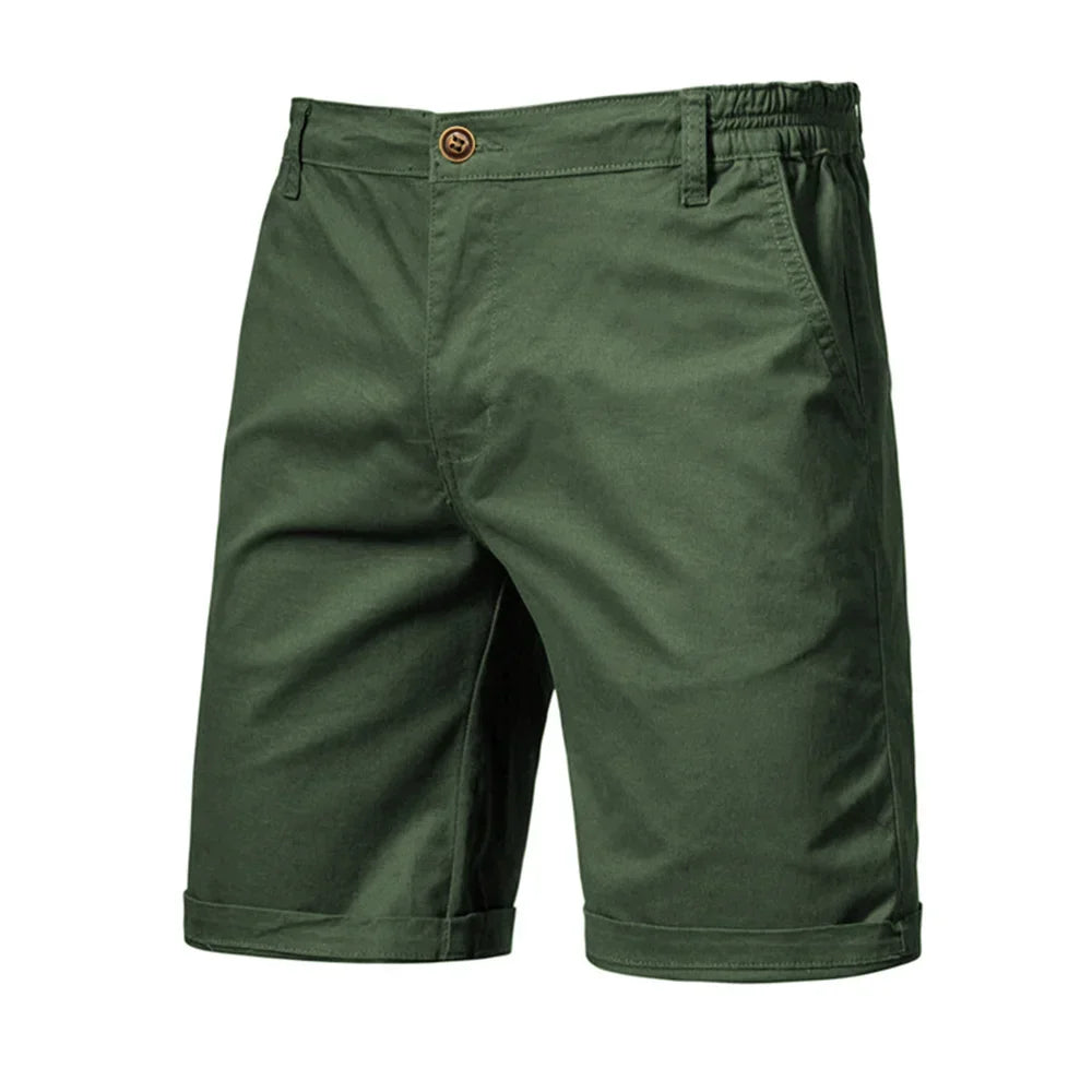 Effortless men's summer chino shorts. Smart casual design for versatile, comfortable warm-weather everyday wear.