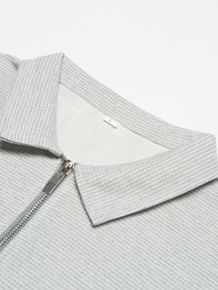 Lightweight men's zip-up short sleeve shirt, great for summer style, outdoor activities, & casual wear.