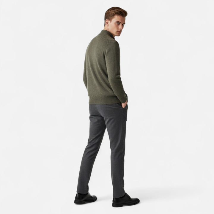 Stylish men's zippered sweater, an elegant & classic fashion piece for any occasion.
