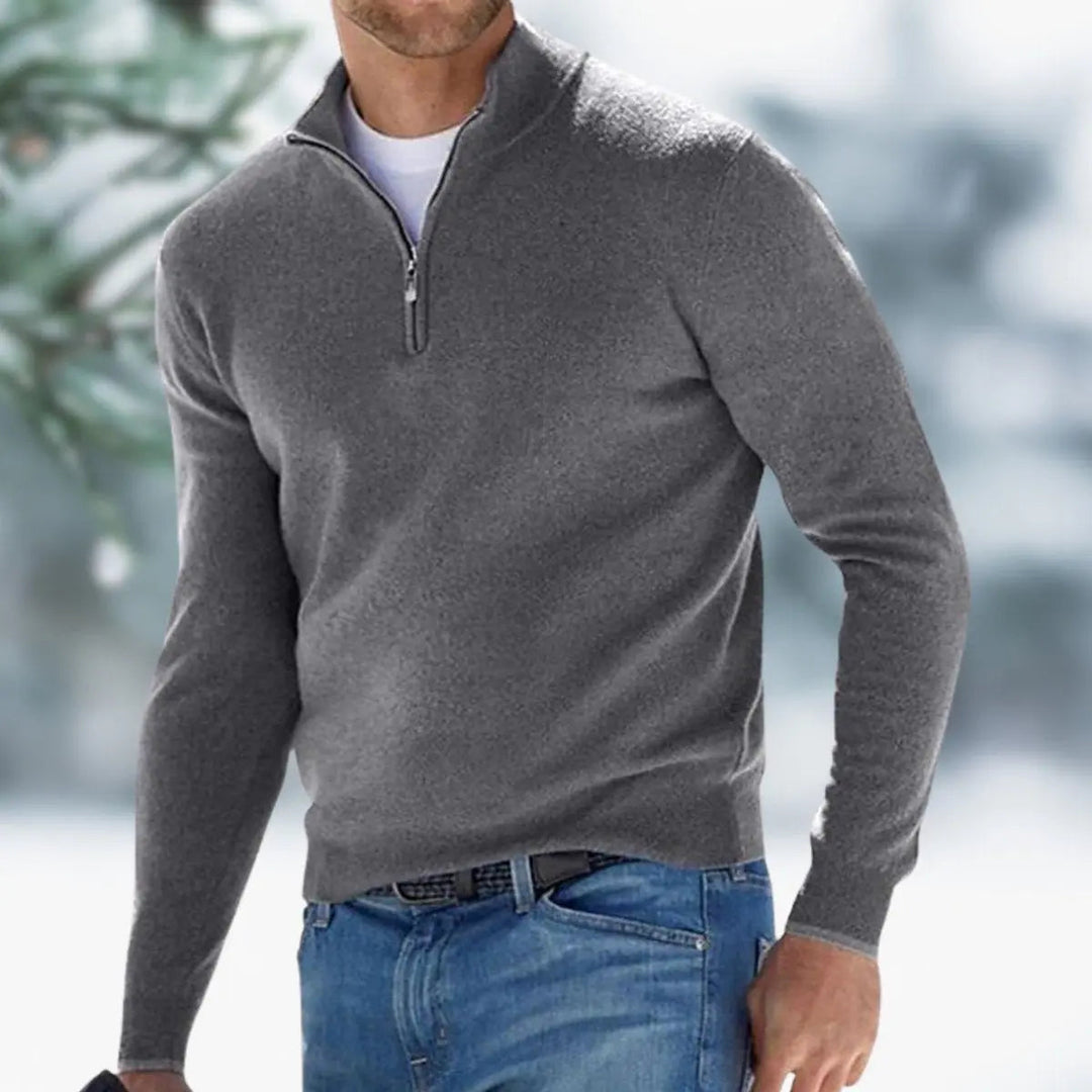 Stylish men's quarter-zip pullover in comfortable knit, perfect as a layering top for any season.