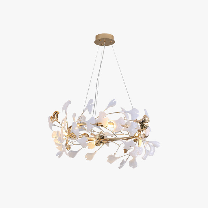 Merrlian sculptural LED pendant light, modern gold & white chandelier for dining room.