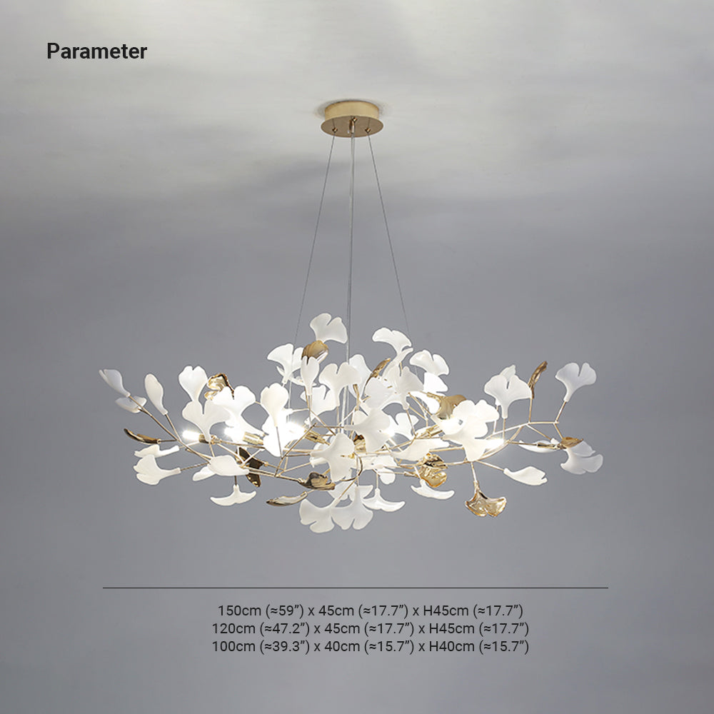Merrlian LED sculptural pendant, gold & white chandelier for modern living room decor.