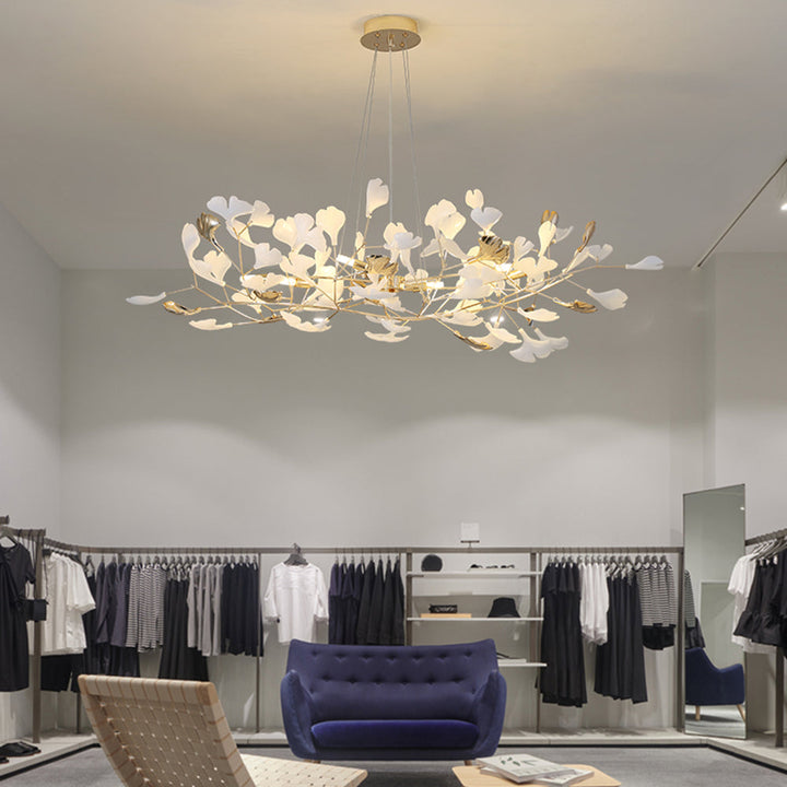 Luxurious Merrlian sculptural LED lighting, gold & white modern ceiling fixture for entryways.