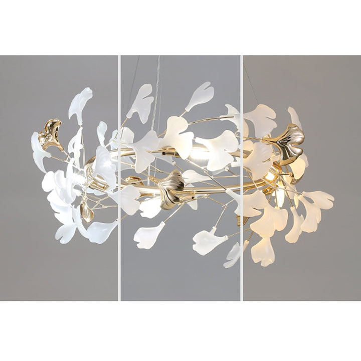 Merrlian LED sculptural design, gold & white pendant light for modern living rooms.