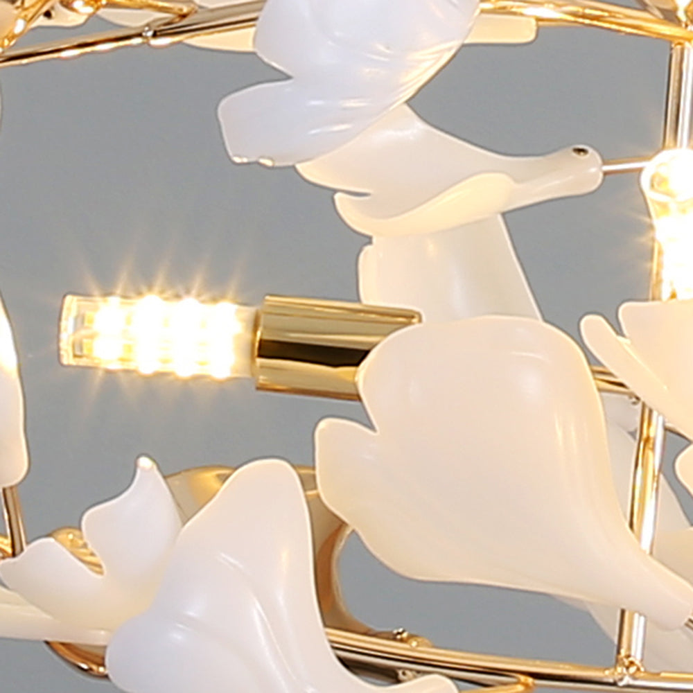 Merrlian sculptural LED pendant light, modern gold & white ceiling fixture for bedrooms.