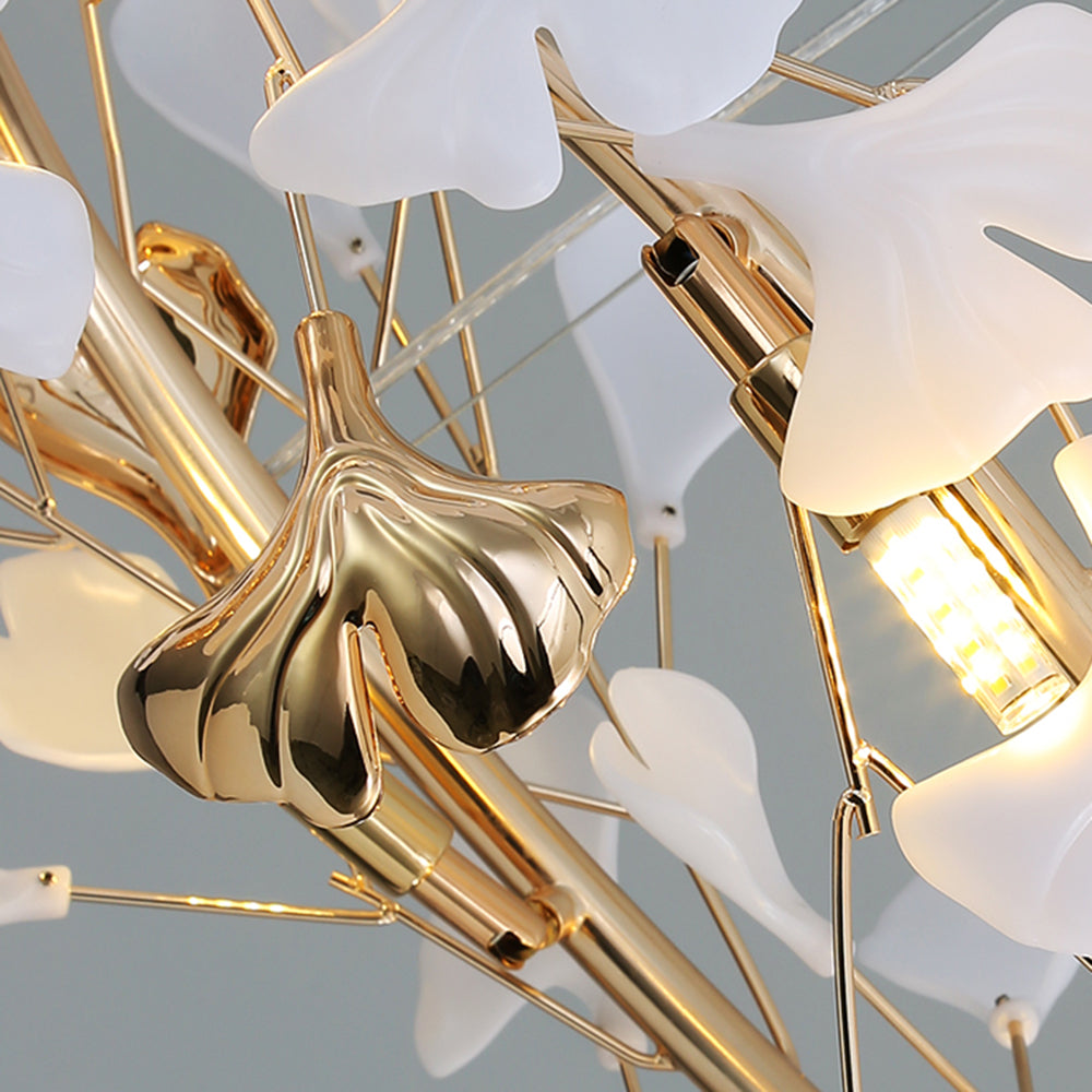 Merrlian sculptural LED lighting, gold & white modern ceiling light for kitchen island.