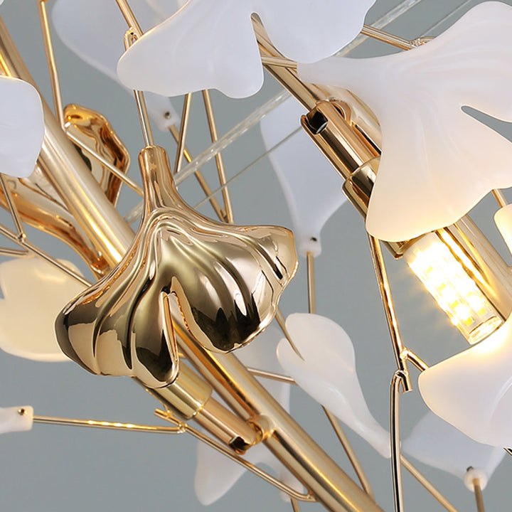 Merrlian sculptural LED lighting, gold & white modern ceiling light for kitchen island.