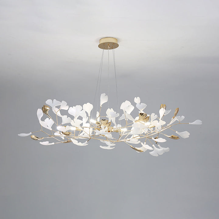 Stylish gold & white Merrlian LED light, sculptural modern ceiling fixture for living spaces.