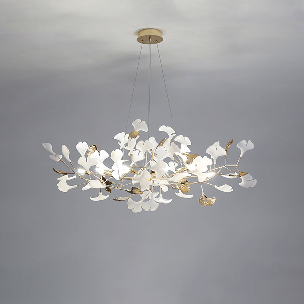 Merrlian sculptural LED pendant, gold & white modern chandelier for luxurious home accent.