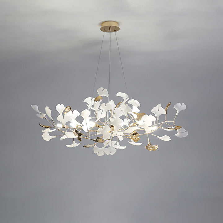 Merrlian sculptural LED pendant, gold & white modern chandelier for luxurious home accent.