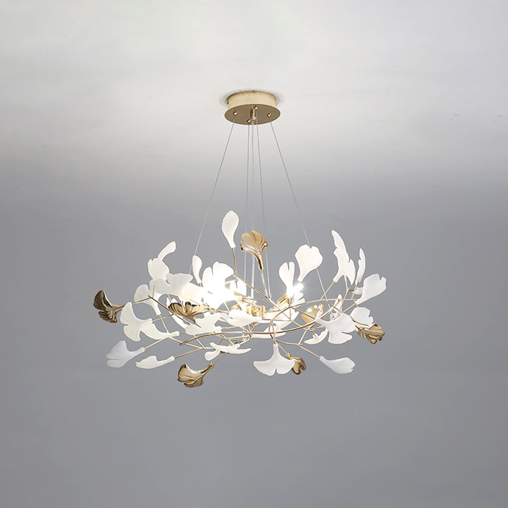 Merrlian sculptural LED pendant, a gold & white modern ceiling fixture accent for any room.