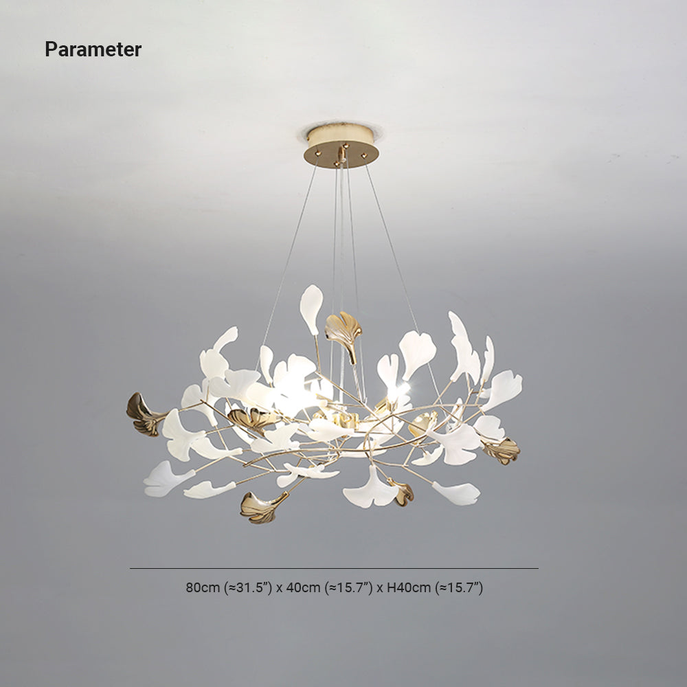 Gold & white Merrlian LED chandelier, sculptural modern pendant light for living areas.