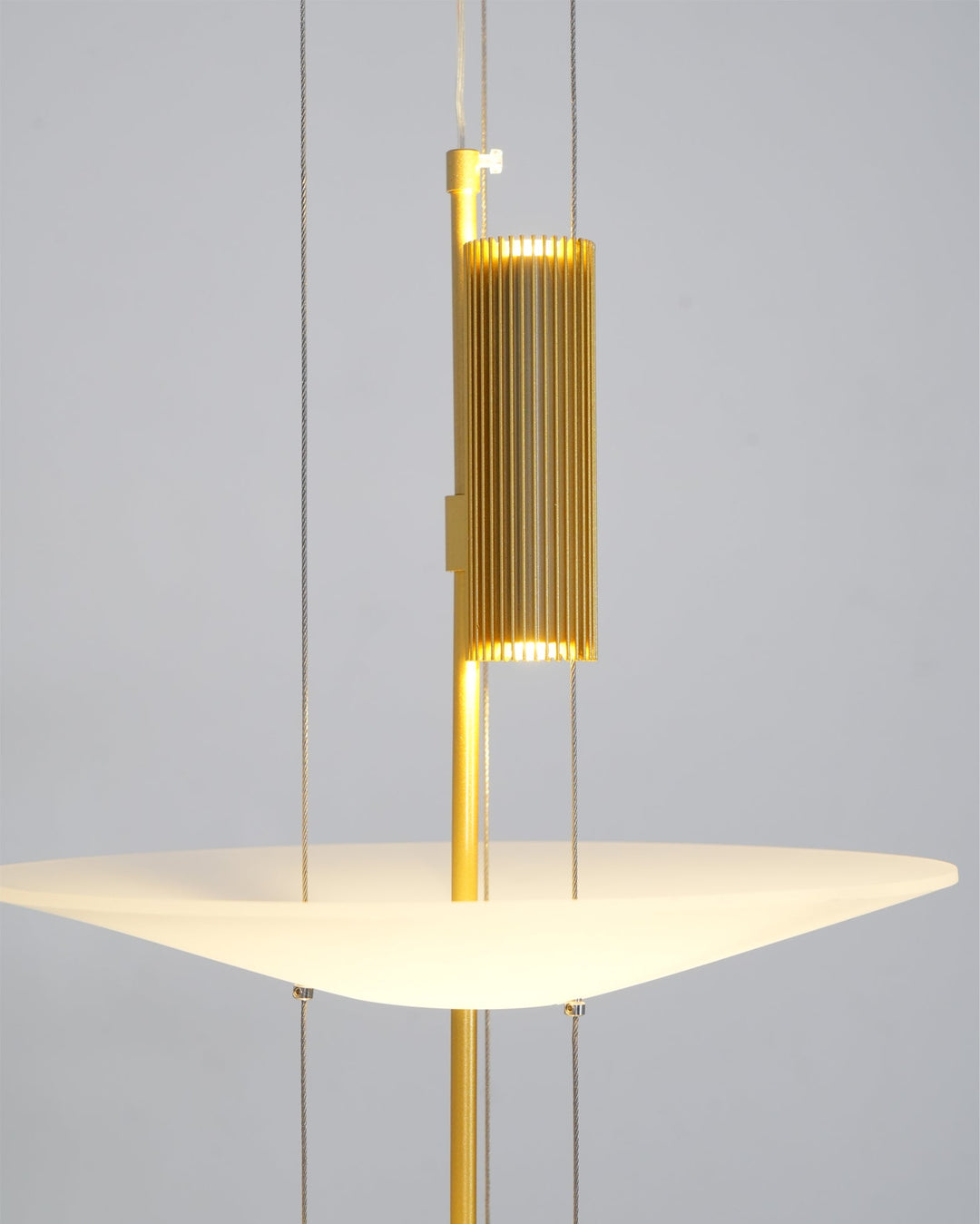 Sculptural Merru LED pendant light as a stunning decor piece in a hallway.