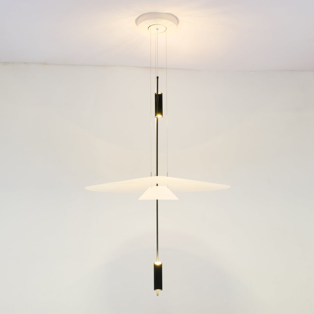 Gold Merru modern LED disc chandelier for sophisticated dining room lighting.
