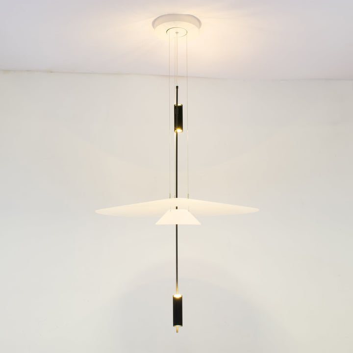 Gold Merru modern LED disc chandelier for sophisticated dining room lighting.