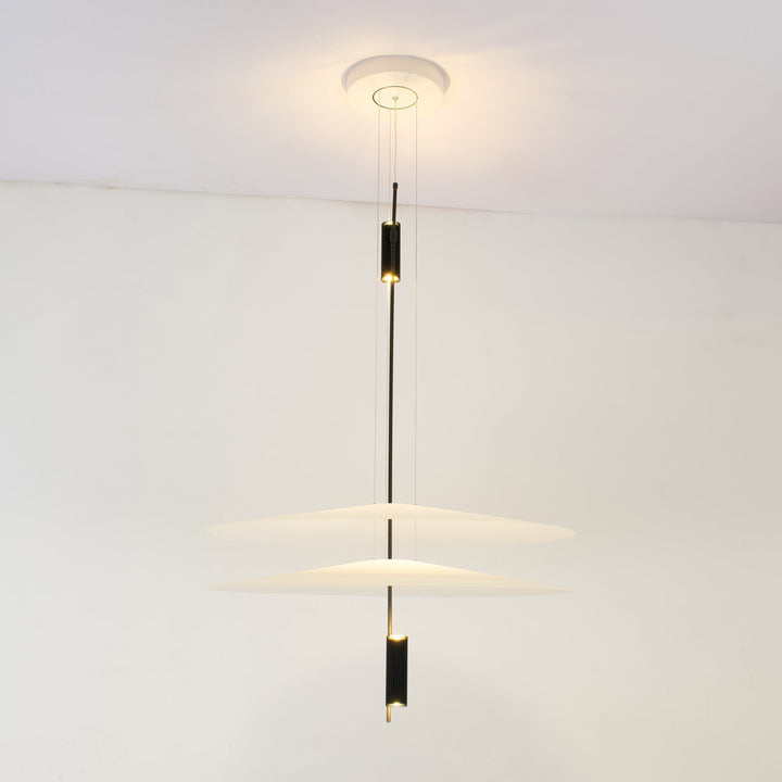 Merru modern sculptural disc LED ceiling light, ideal for an open-plan living space.