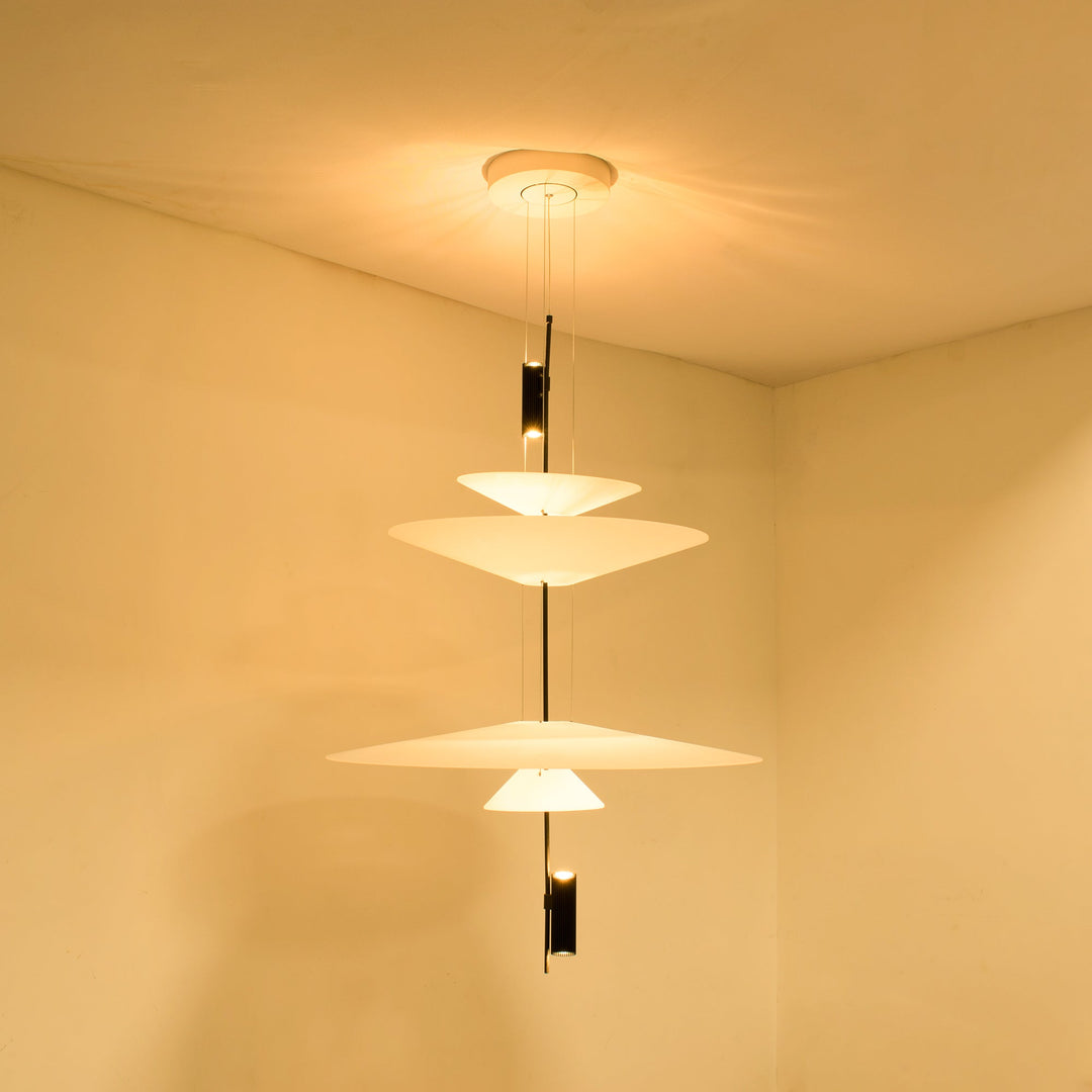 Merru contemporary LED pendant light, a sculptural disc design in black.