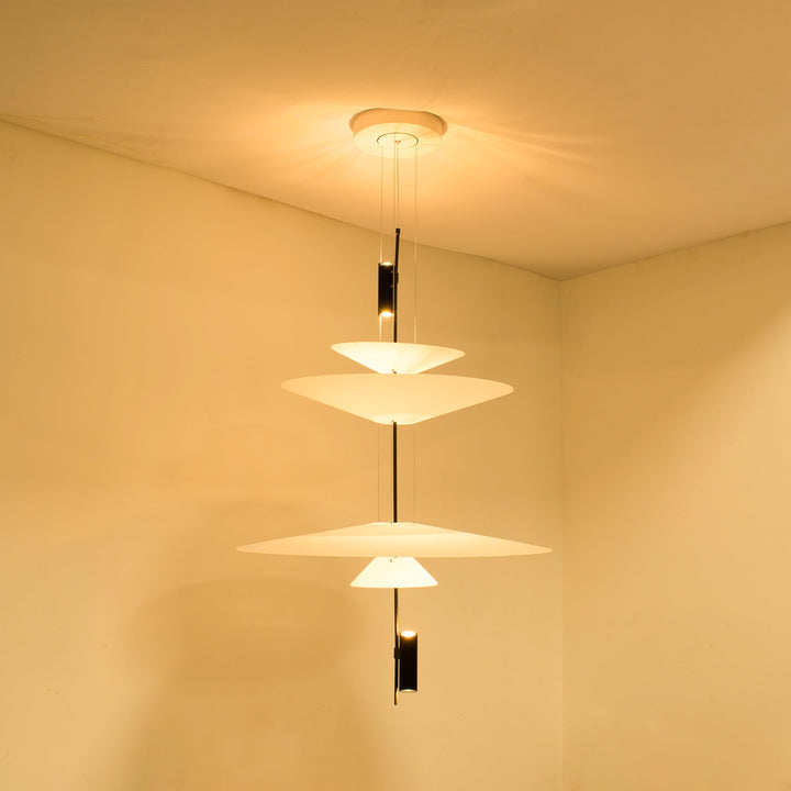 Merru contemporary LED pendant light, a sculptural disc design in black.