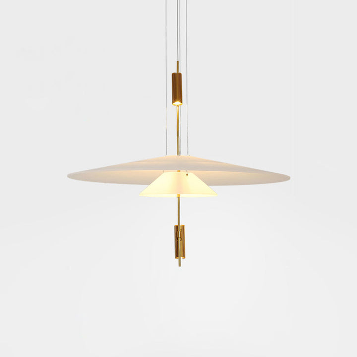 Merru black LED sculptural disc pendant, enhancing industrial-chic aesthetics.