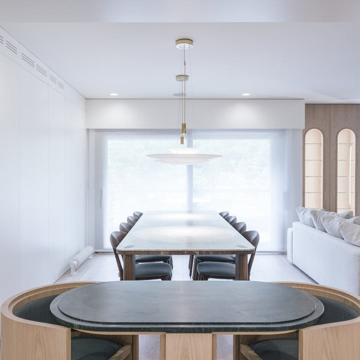 Contemporary Merru gold LED pendant, an exquisite choice for ambient lighting.