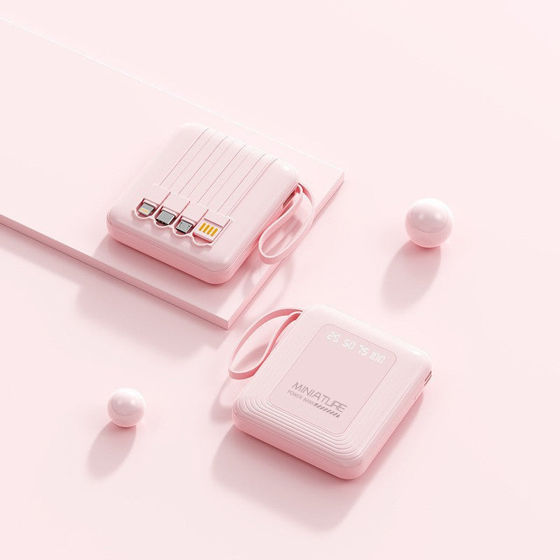 Unisex mini portable charger, a convenient tech gadget with multi-cables for fast, universal phone charging.