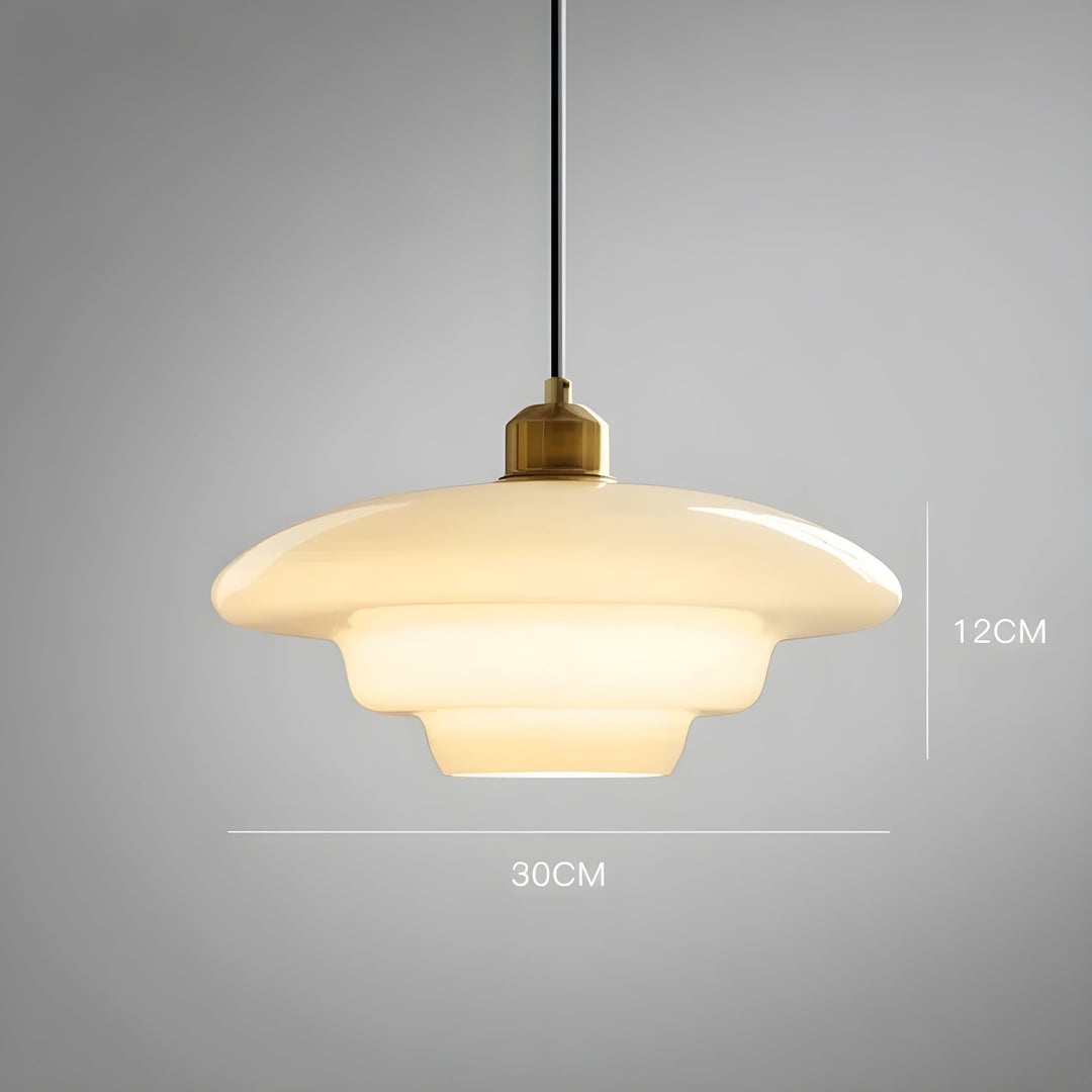 Minimalist ivory glass LED pendant lamp for elegant home decor.