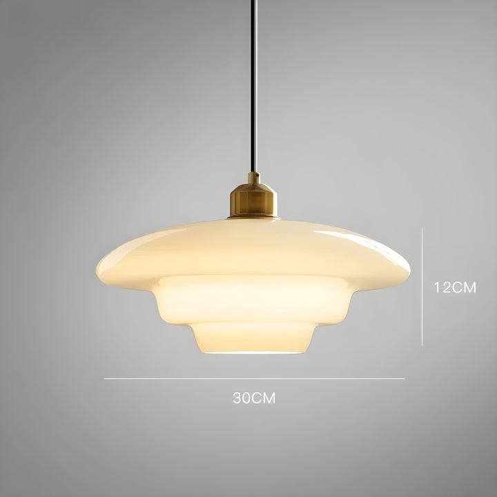 Minimalist ivory glass LED pendant lamp for elegant home decor.