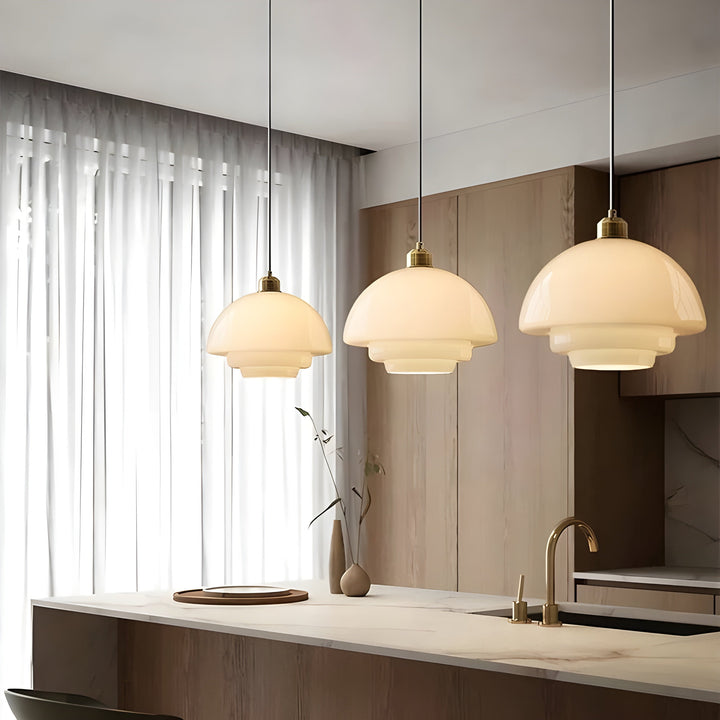 AuraBeam minimalist ivory glass pendant lamp, perfect LED lighting.