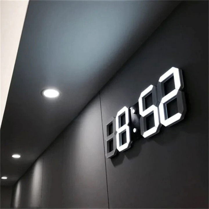 Minimalist LED wall clock with smart 3D display & auto-dim brightness. Modern digital time for home decor.