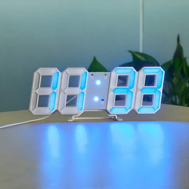 Elegant minimalist LED wall clock. Perfect modern decor for living rooms, offices, or as a bedside tabletop clock.