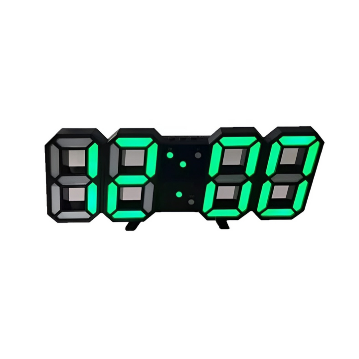 Modern LED clock with ambient lighting. Smart 3D display & auto-dim feature creates a comfortable room atmosphere.