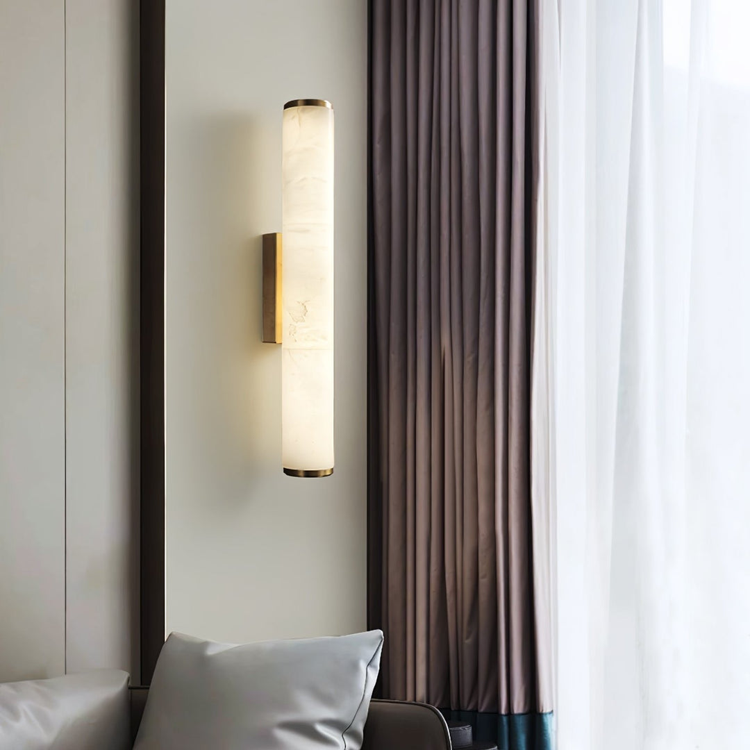Minimalist LED wall lamp, warm white light for indoor contemporary home decor. Hardwired fixture.
