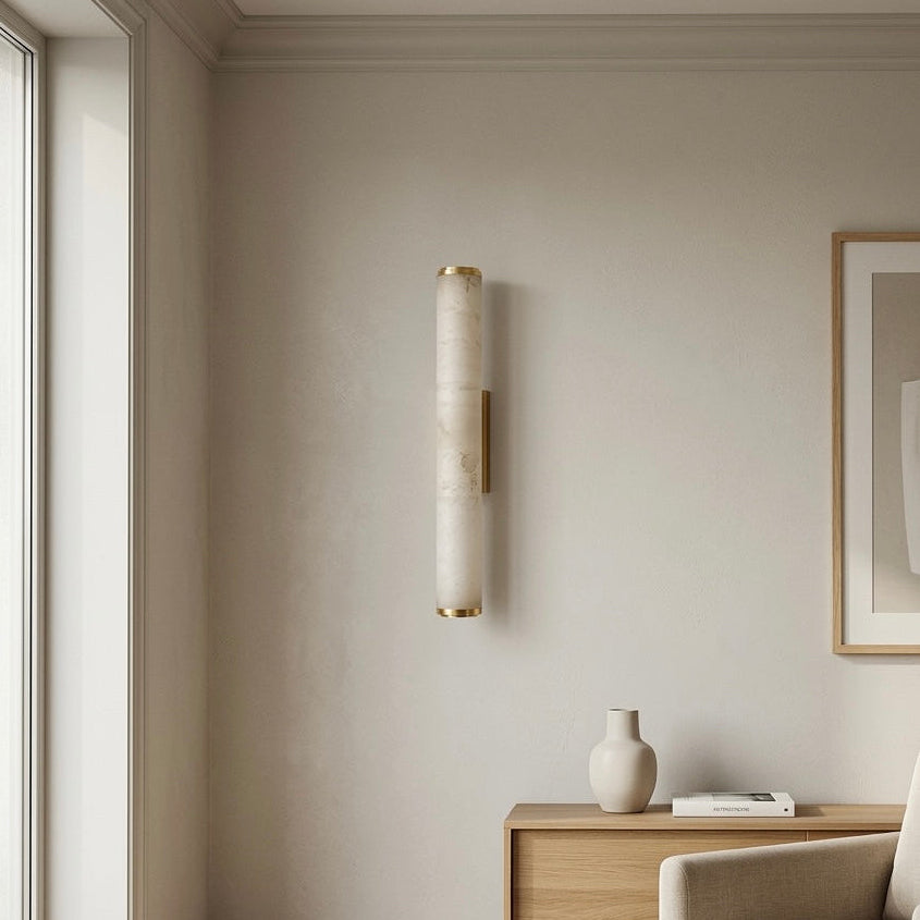 Modern LED wall sconce, warm white ambient lighting. Sleek design for contemporary home interiors.