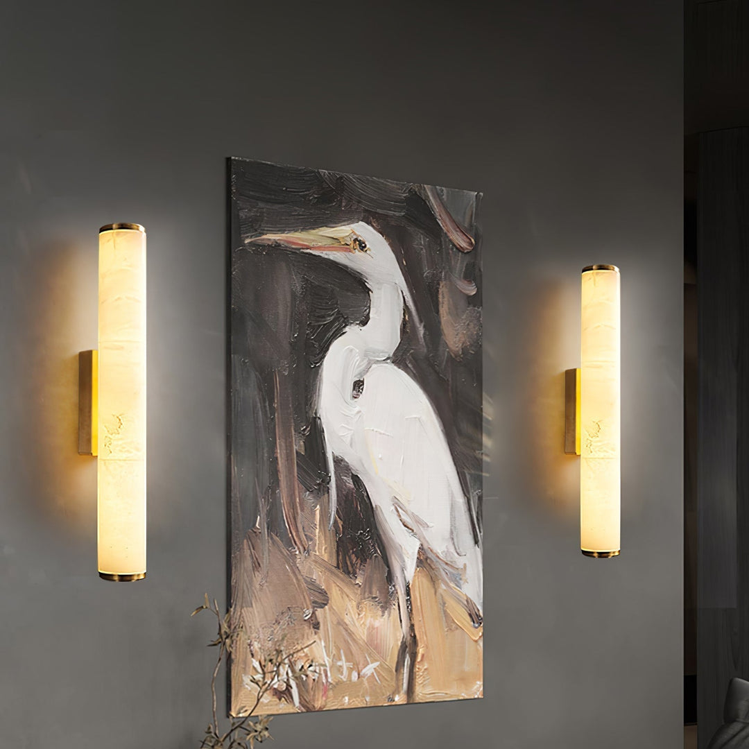 Contemporary LED wall sconce featuring warm white light. Ideal for modern indoor home lighting.