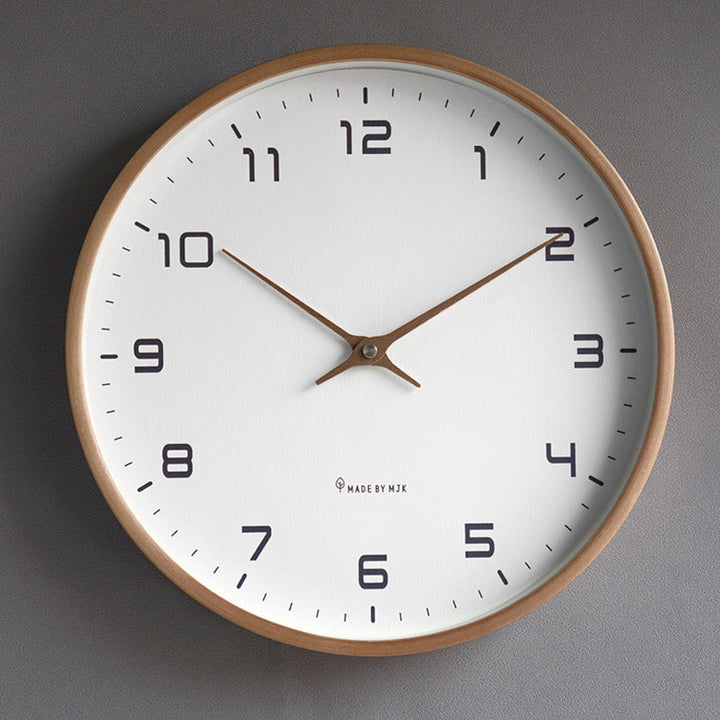 Elegant wall clock with natural wooden frame, a silent & timeless decorative piece for any room.
