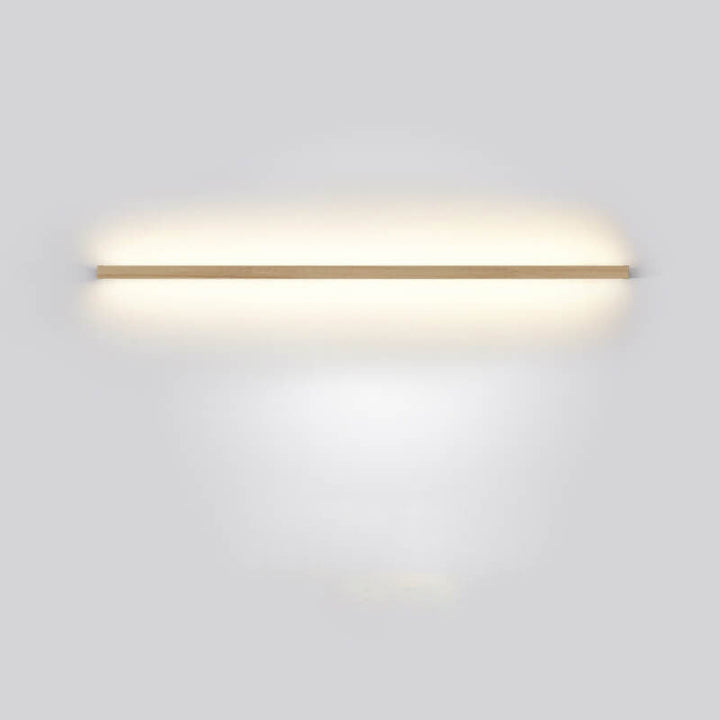 Unique minimalist wooden wall lamp, casting atmospheric LED light in living rooms.