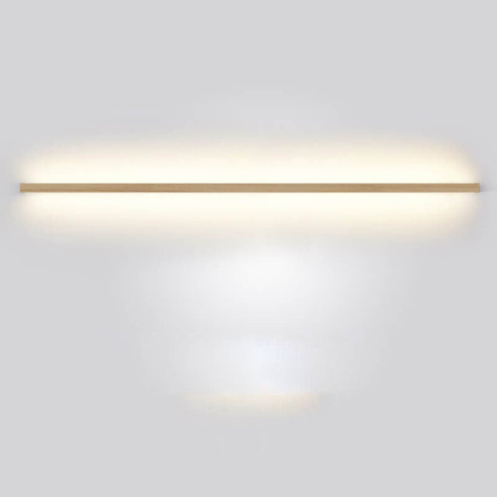 Simple wooden wall lamp providing subtle LED lighting for a serene home ambiance.