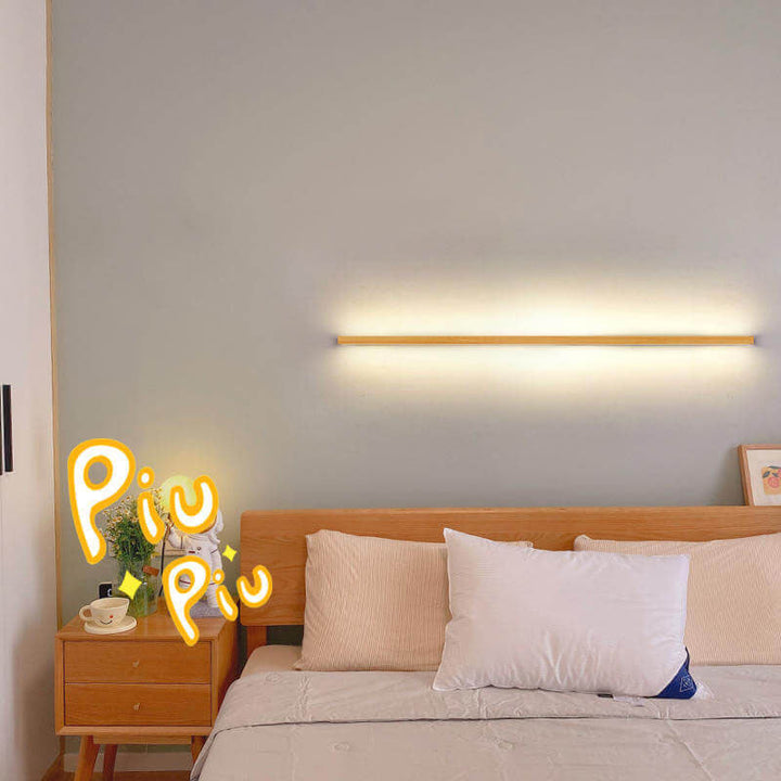 Versatile wooden wall lamp, perfect for creating an atmospheric LED glow in bedrooms.